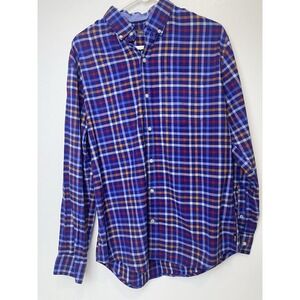 IZOD Men's Luxe Touch Long Sleeve Plaid Button Shirt BLUE/PURPLE MEDIUM Easy Car